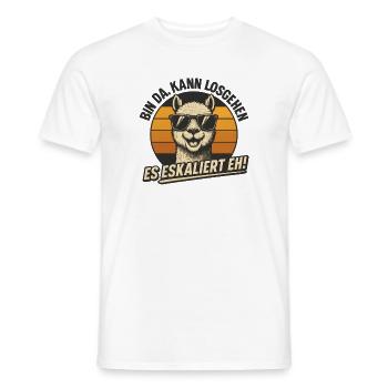 Bin Da Kann Losgehen Es Eskaliert Eh Alpaka Party - Männer T-Shirt - Weiß - Vorne - AI Model Male 178 dark (178cm)