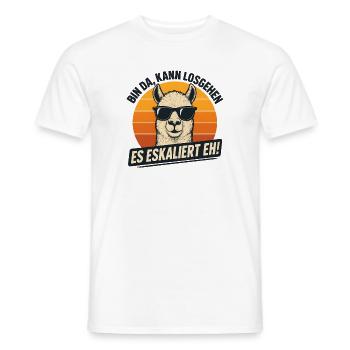 Bin Da Kann Losgehen Es Eskaliert Eh Alpaka Party - Männer T-Shirt - Weiß - Vorne - AI Model Male 178 dark (178cm)