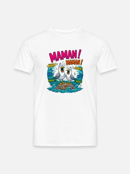 Maman Mouettes Qui Crient Humour - T-shirt homme - blanc