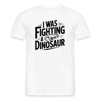 I Was Fighting a Dinosaur - Men's T-Shirt - white - Front - AI Model Male 178 dark (178cm)