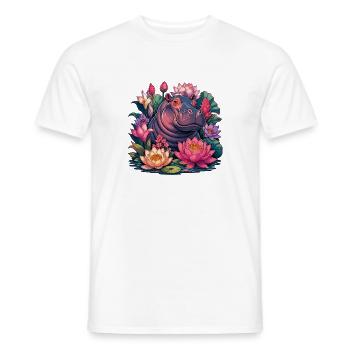 Lotus Hippo dans La Magie des Couleurs - T-shirt homme - blanc - Devant - AI Model Male 178 dark (178cm)