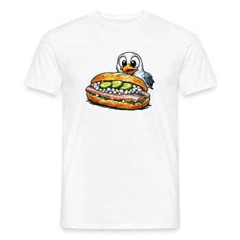 Sandwich au poisson avec mouette - T-shirt homme - blanc - Devant - AI Model Male 178 dark (178cm)