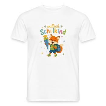 Endlich Schulkind Fuchs mit Zuckertüte - Männer T-Shirt - Weiß - Vorne - AI Model Male 178 dark (178cm)