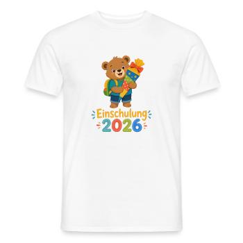 Einschulung Bär Geschenk 2026 - Männer T-Shirt - Weiß - Vorne - AI Model Male 178 dark (178cm)