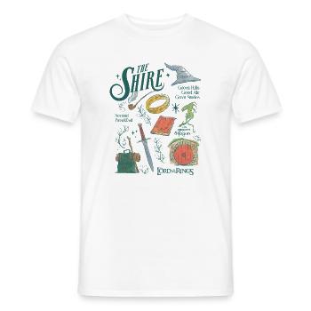 The Lord Of The Rings The Shire Collage Essentials - Men's T-Shirt - white - Front - AI Model Male 178 dark (178cm)
