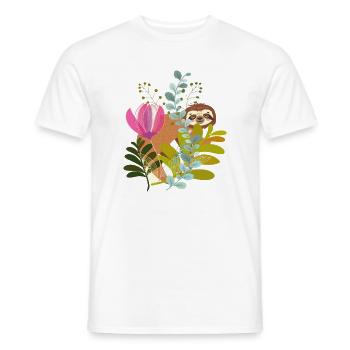 Faultier im Blumenstrauß - Männer T-Shirt - Weiß - Vorne - AI Model Male 178 dark (178cm)