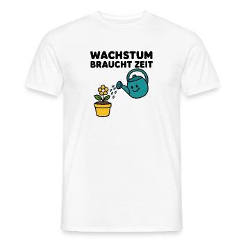 Wachstum braucht Zeit – Comic-Blume mit Gießkanne - Männer T-Shirt - Weiß - Vorne - AI Model Male 178 dark (178cm)