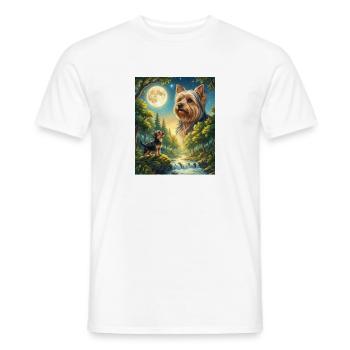 Hurlement vers la Lune Mème Chien Yorkshire Terrier - T-shirt homme - blanc - Devant - AI Model Male 178 dark (178cm)