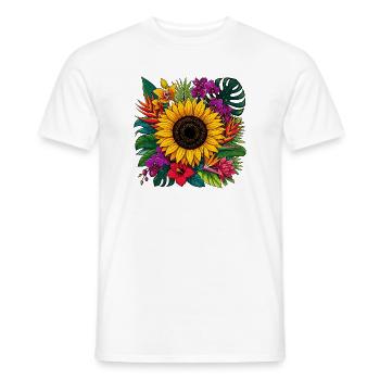Fleur tropicale de tournesol - T-shirt homme - blanc - Devant - AI Model Male 178 dark (178cm)