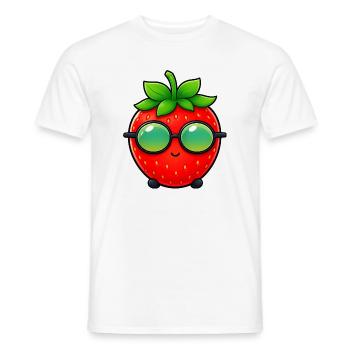 Été de dessins animés fraise avec lunettes de soleil - T-shirt homme - blanc - Devant - AI Model Male 178 dark (178cm)