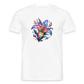 Fleur de cristal dans un jeu de couleurs - T-shirt homme - blanc - Devant - AI Model Male 178 dark (178cm)