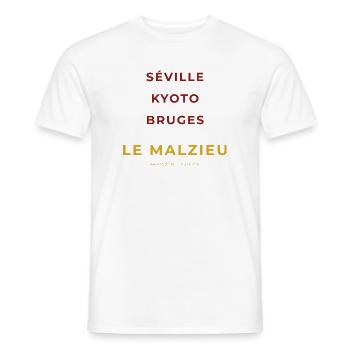 Le Malzieu Lozère - Séville - Kyoto - Bruges - T-shirt homme - blanc - Devant - AI Model Male 178 dark (178cm)
