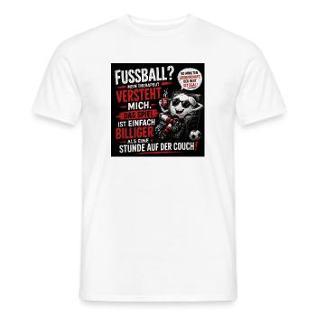 Fussballtherapie: Spiel auf der Couch - Männer T-Shirt - Weiß - Vorne - AI Model Male 178 dark (178cm)