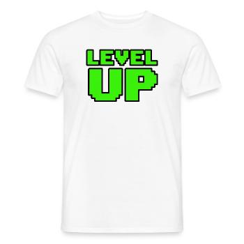 Retro Level Up Gaming T-Shirt 8Bit - Männer T-Shirt - Weiß - Vorne - AI Model Male 178 dark (178cm)