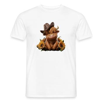 Kuh mit Sonnenblumen Cowboyhut - Männer T-Shirt - Weiß - Vorne - AI Model Male 178 dark (178cm)