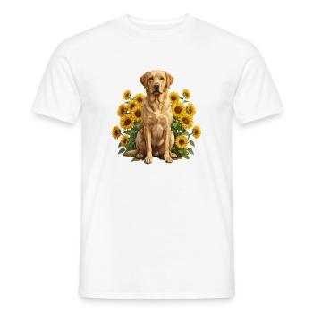 Chien tournesol dans le champ - T-shirt homme - blanc - Devant - AI Model Male 178 dark (178cm)