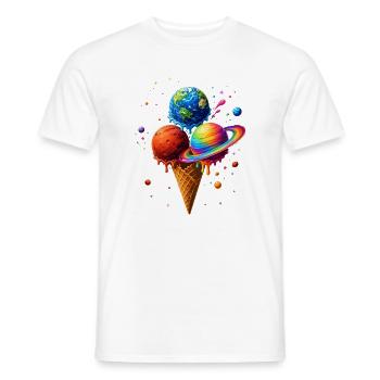 Planètes de glace colorées dans l’univers - T-shirt homme - blanc - Devant - AI Model Male 178 dark (178cm)