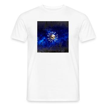 Moonlit Orbit: Enjoy Your Life - Men's T-Shirt - white - Front - AI Model Male 178 dark (178cm)