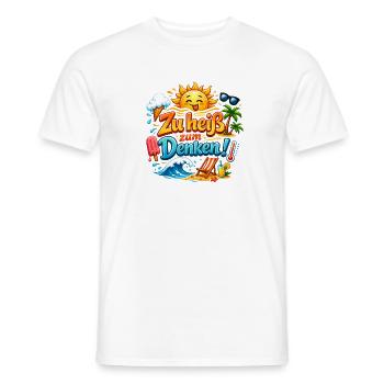 Lustiges Sommer T-Shirt Motiv Hitzewelle - Männer T-Shirt - Weiß - Vorne - AI Model Male 178 dark (178cm)