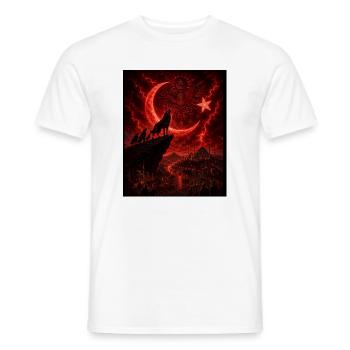 Loup de la lune rouge au-dessus de la cité du feu - T-shirt homme - blanc - Devant - AI Model Male 178 dark (178cm)
