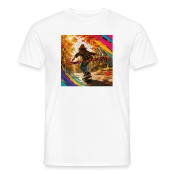 Autumn Skate: Enjoy Life Rolling - Men's T-Shirt - white - Front - AI Model Male 178 dark (178cm)