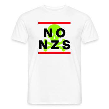 NO NZS, NEVER AGAIN, ANTI-FASCISM, NO AFD GREEN - Men's T-Shirt - white - Front - AI Model Male 178 dark (178cm)