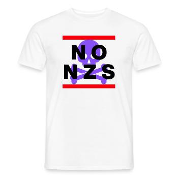 NO NZS, NEVER AGAIN, ANTI-FASCISM, NO AFD PURPLE - Men's T-Shirt - white - Front - AI Model Male 178 dark (178cm)
