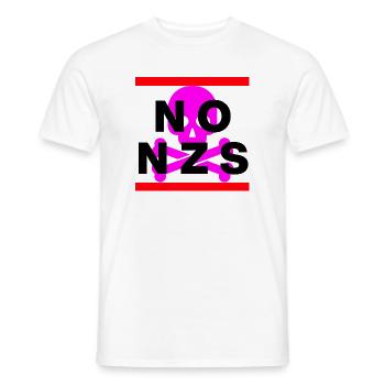 NO NZS, NEVER AGAIN, ANTI-FASCISM, NO AFD PINK - Men's T-Shirt - white - Front - AI Model Male 178 dark (178cm)