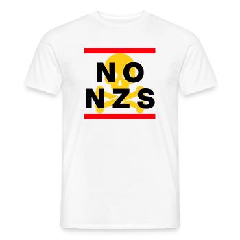 NO NZS, NEVER AGAIN, ANTI-FASCISM, NO AFD YELLOW - Men's T-Shirt - white - Front - AI Model Male 178 dark (178cm)