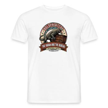 Lézard moniteur avec commode à tiroirs blague Art rétro, style vintage - T-shirt homme - blanc - Devant - AI Model Male 178 dark (178cm)