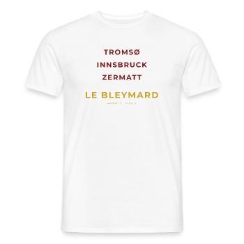 Le Bleymard Lozère - Tromso - Innsbruck - Zermatt - T-shirt homme - blanc - Devant - AI Model Male 178 dark (178cm)