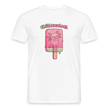 Cute Axolotl Frozen In Icelolly Chillaxolotl Pun - Men's T-Shirt - white - Front - AI Model Male 178 dark (178cm)