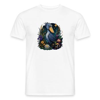 Oiseau à bec-de-chaussure dans le royaume des fleurs - T-shirt homme - blanc - Devant - AI Model Male 178 dark (178cm)