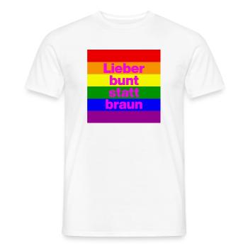 LIEBER BUNT STATT BRAUN NO NZS, NIE WIEDER - Männer T-Shirt - Weiß - Vorne - AI Model Male 178 dark (178cm)