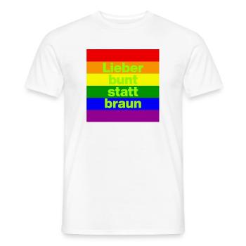 LIEBER BUNT STATT BRAUN NO NZS, NIE WIEDER - Männer T-Shirt - Weiß - Vorne - AI Model Male 178 dark (178cm)