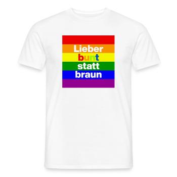 LIEBER BUNT STATT BRAUN NO NZS, NIE WIEDER - Männer T-Shirt - Weiß - Vorne - AI Model Male 178 dark (178cm)