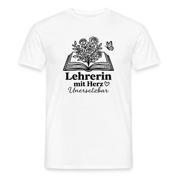 Lehrerin mit Herz unersetzbar Blumen Geschenk Schu - Männer T-Shirt - Weiß - Vorne - AI Model Male 178 dark (178cm)