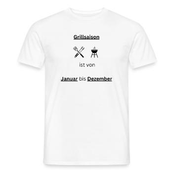 Grillsaison Januar bis Dezember Grillen T-Shirt - Männer T-Shirt - Weiß - Vorne - AI Model Male 178 dark (178cm)