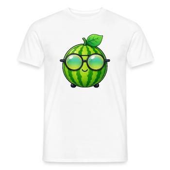Été de dessins animés minimalistes sur la pastèque - T-shirt homme - blanc - Devant - AI Model Male 178 dark (178cm)