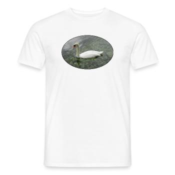 Swan swimming. - Men's T-Shirt - white - Front - AI Model Male 178 dark (178cm)