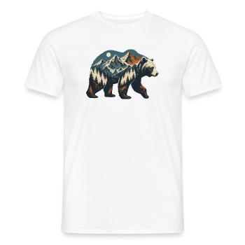 Bear and Mountains Silhouette - Men's T-Shirt - white - Front - AI Model Male 178 dark (178cm)