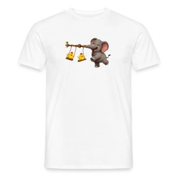 Elephant & Chick Swing Adventure - Men's T-Shirt - white - Front - AI Model Male 178 dark (178cm)