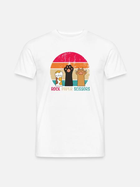 Retro Pfoten Rock Paper Scissors - Männer T-Shirt - Weiß