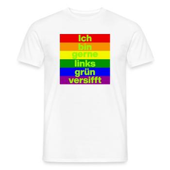 ICH BIN GERNE LINKS GRÜN VERSIFFT, NO NZS, FRIEDEN - Männer T-Shirt - Weiß - Vorne - AI Model Male 178 dark (178cm)