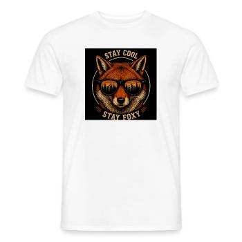 Stay Cool Stay Foxy – Design vintage de renard - T-shirt homme - blanc - Devant - AI Model Male 178 dark (178cm)