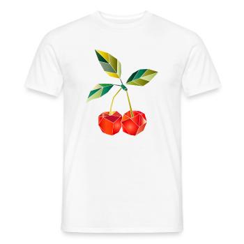 Illustration géométrique des cerises - T-shirt homme - blanc - Devant - AI Model Male 178 dark (178cm)