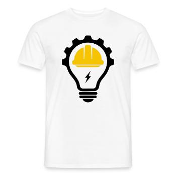 Elektriker Bauhelm Blitz und Glühbirne - Männer T-Shirt - Weiß - Vorne - AI Model Male 178 dark (178cm)