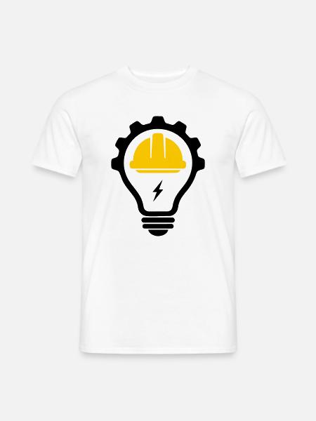 Elektriker Bauhelm Blitz und Glühbirne - Männer T-Shirt - Weiß