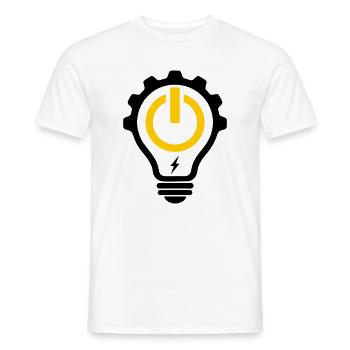Elektriker Glühbirne Blitz und Zahnrad - Männer T-Shirt - Weiß - Vorne - AI Model Male 178 dark (178cm)