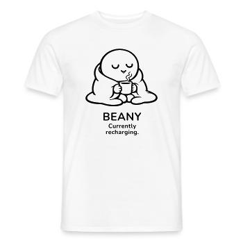 Beany – Currently Recharging | Cozy Coffee Mood - Men's T-Shirt - white - Front - AI Model Male 178 dark (178cm)